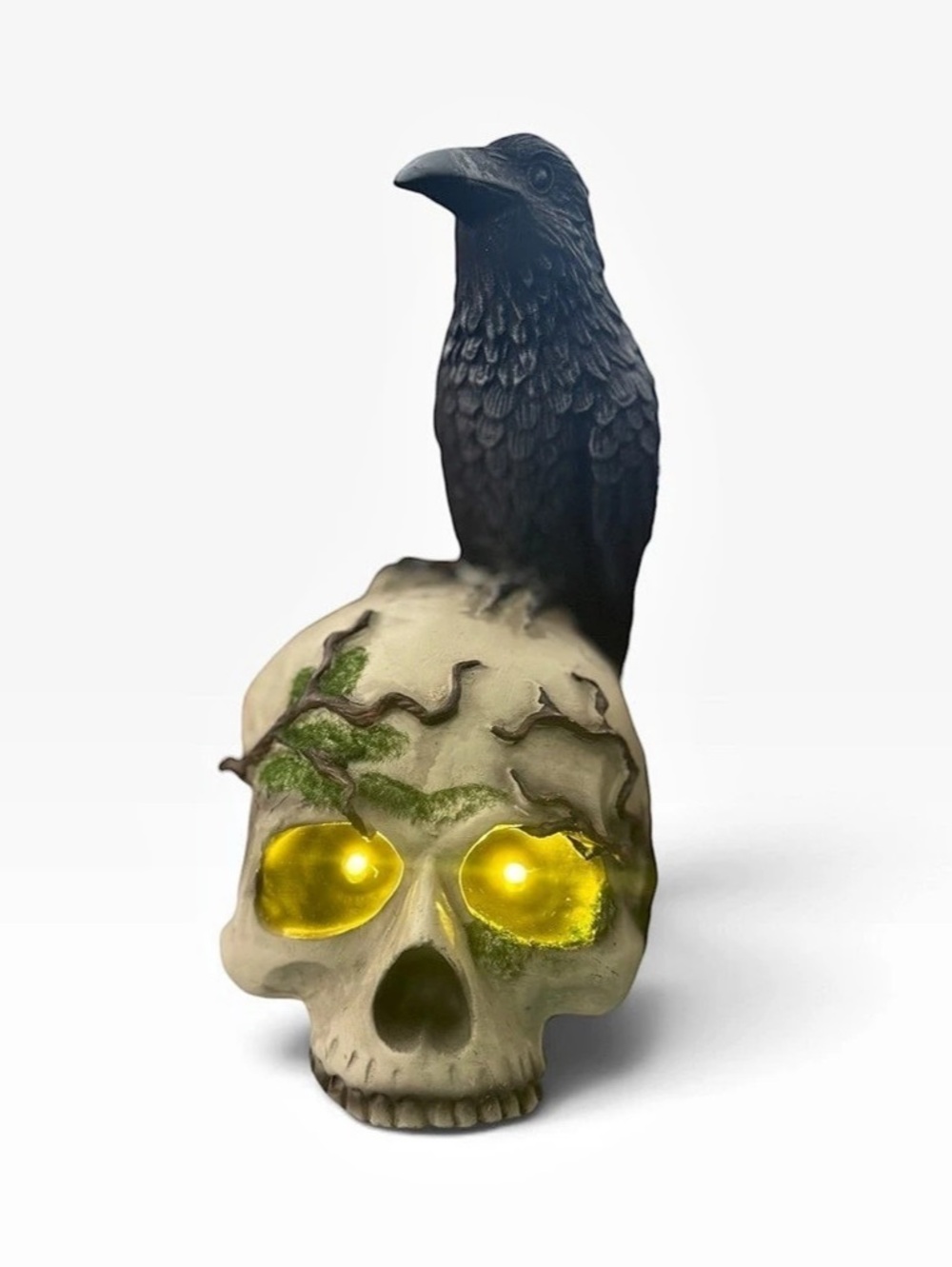 Raven Skull Halloween Decor, Black & Cream, NWT